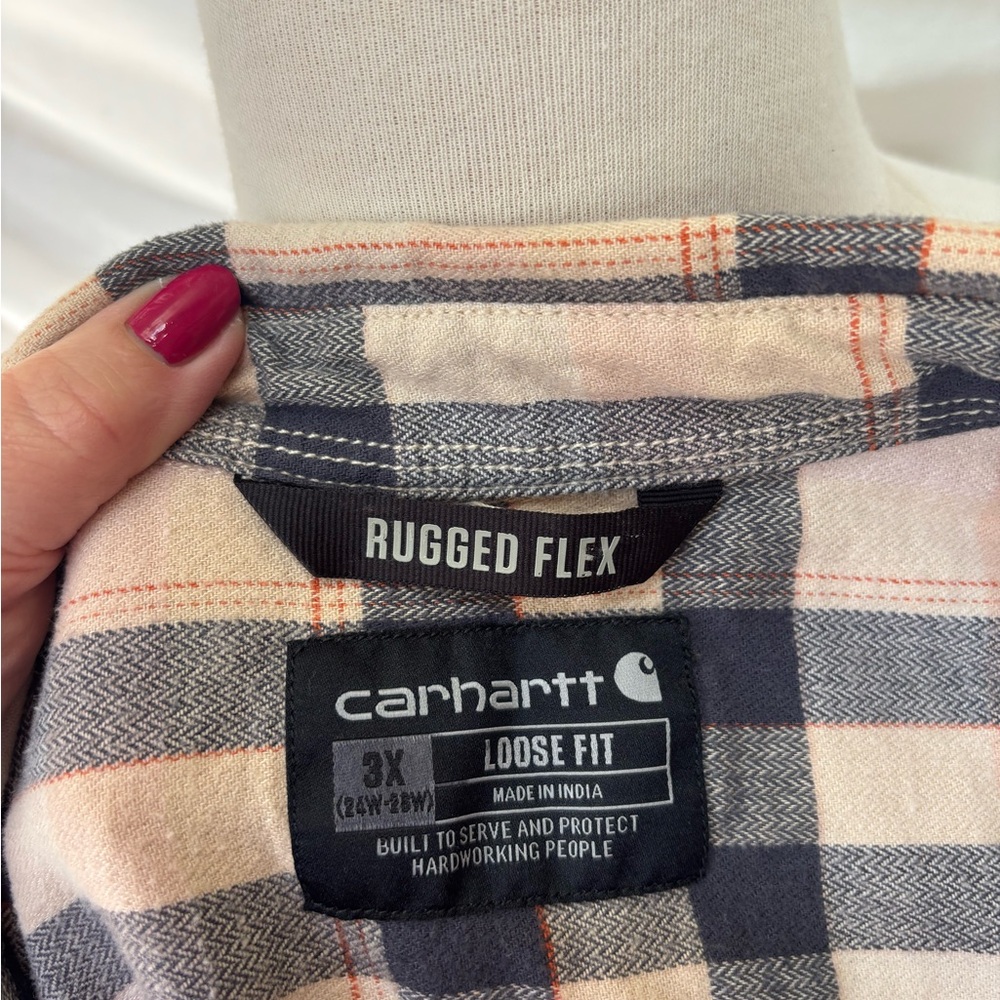 Carhartt Rugged Flex Plaid Flannel Button Up Shirt 3X plus women’s - Picture 3 of 5